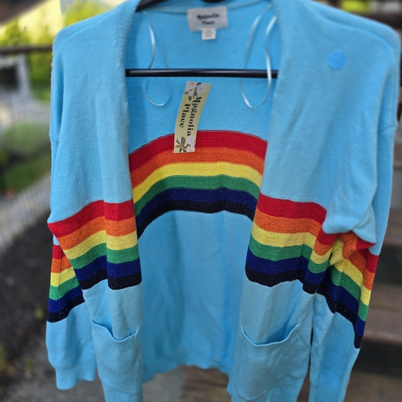 Open Blue Rainbow Knit Sweater - Picture 1 of 7